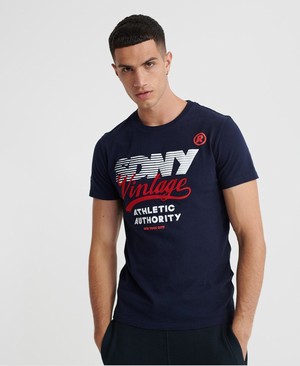 Superdry New York Vintage Férfi Pólók Sötétkék | IELJM0159